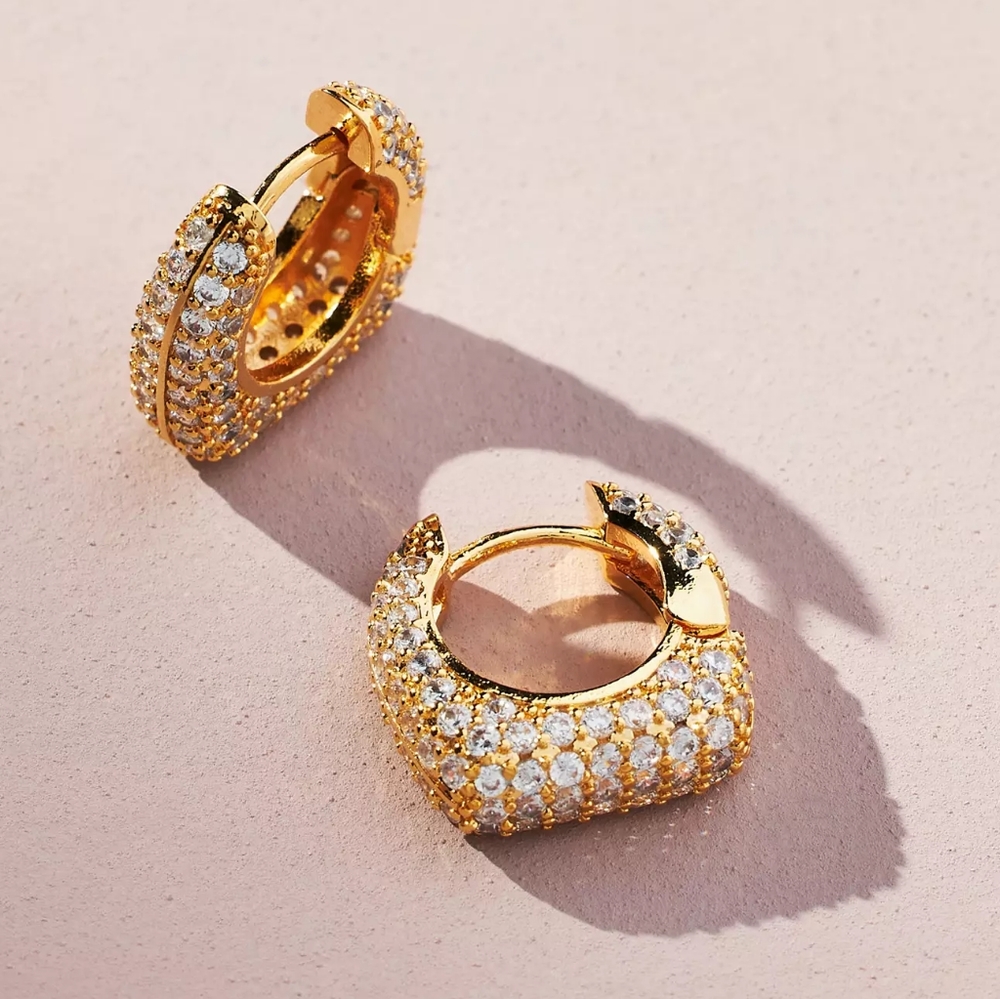 Anthropologie Square Pavé Hoop Earrings